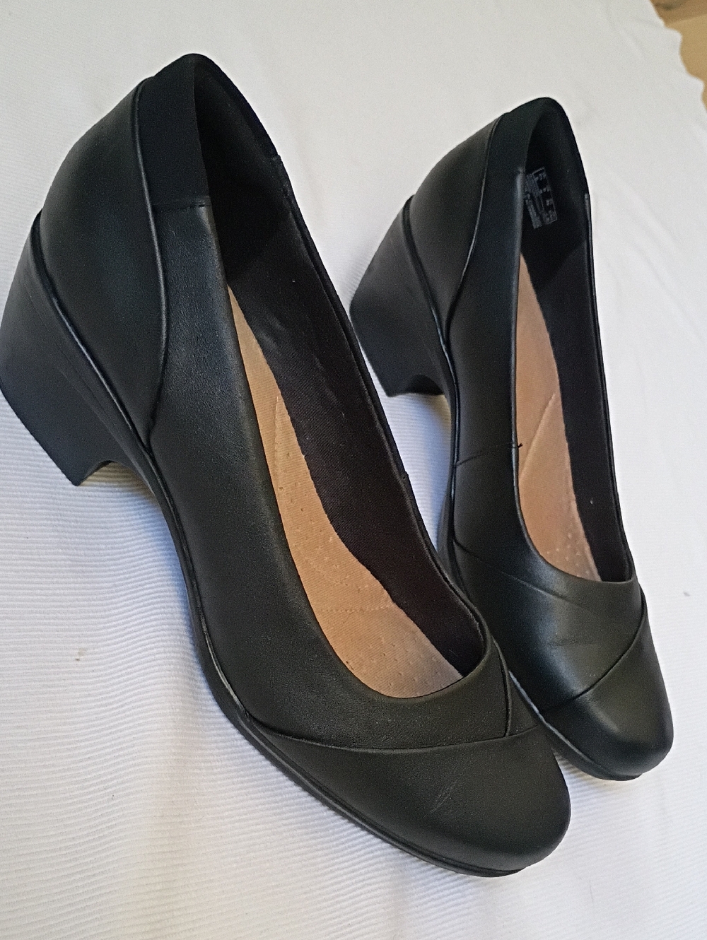 Clark's Collection Black Leather Block Heel